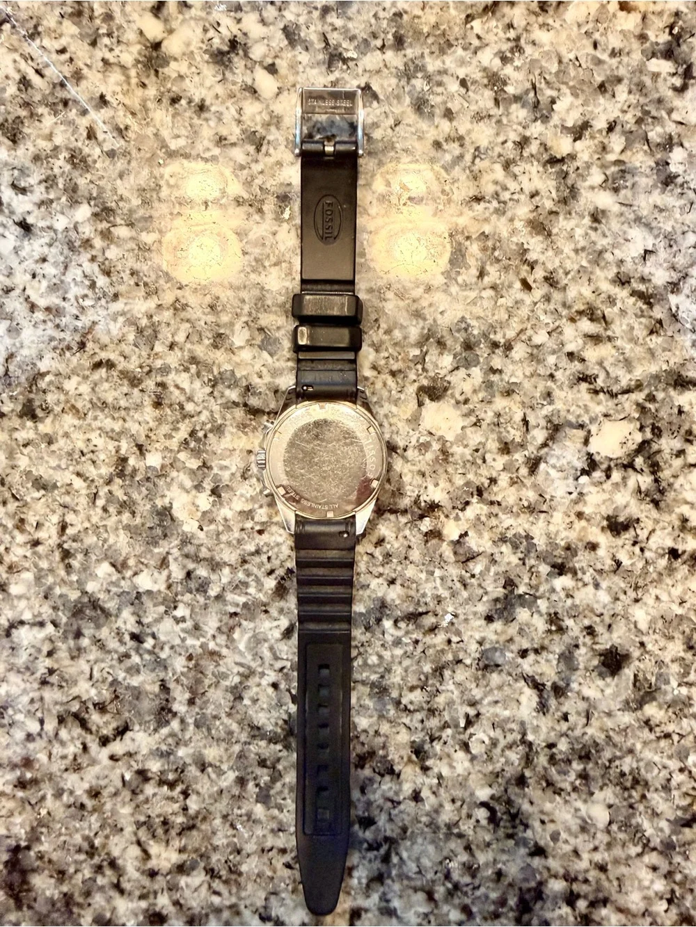 Fossil Women's Black Strap Watch with Silver Accents